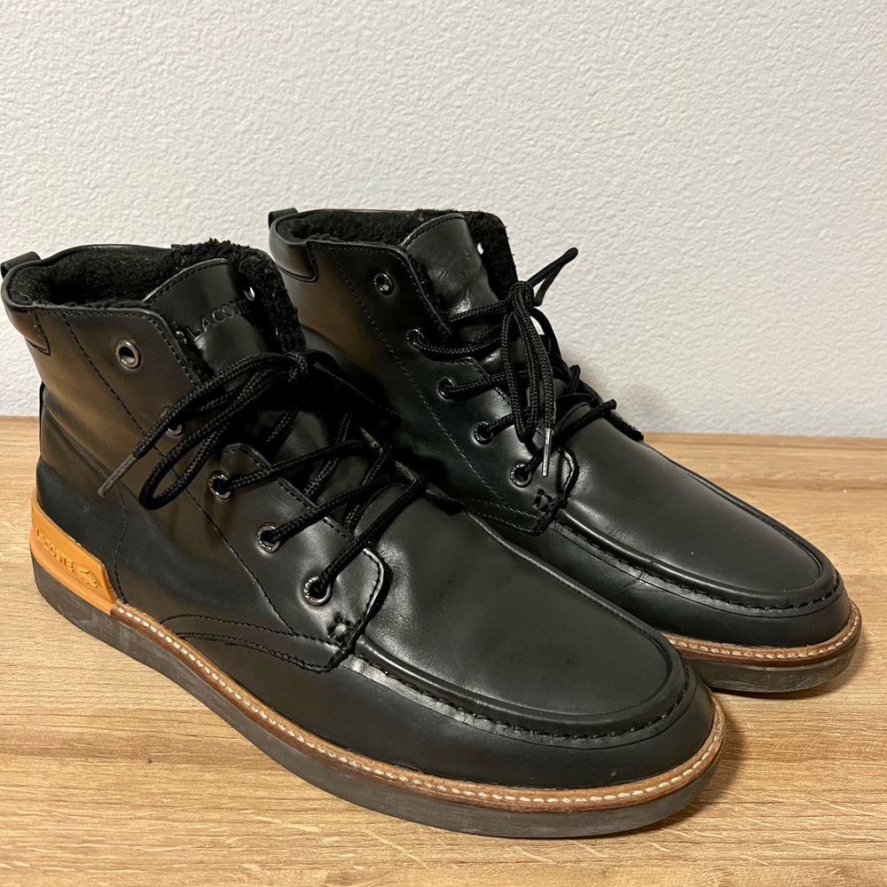 Lacoste Boots, Men’s Size 12.5, Black, Leather